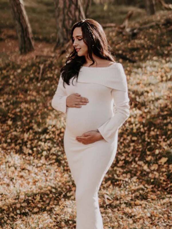 Chicnmom Vestidos casuales premamá Hombros descubiertos Blanco