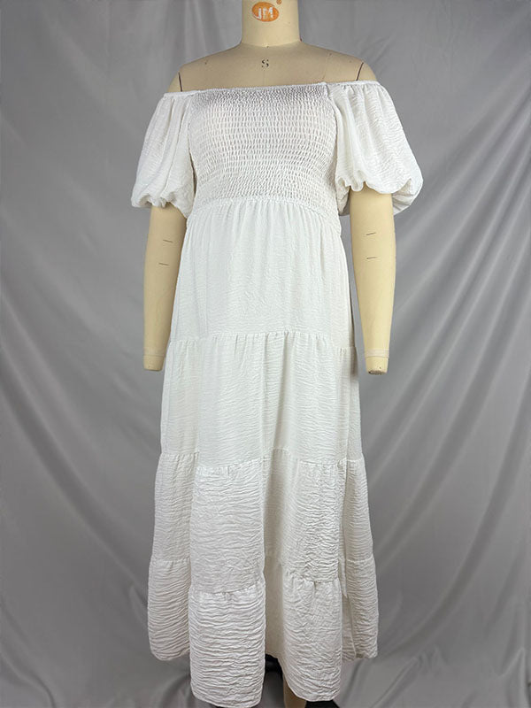 Chicnmom Vestido Larga para Fotos Premama Boho con Pecho Fruncidos