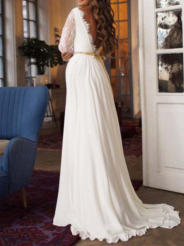 Chicnmom Blanco Vestidos Embarazada Invitada Boda De Premama Cordón Manga Larga Elegante Vestidos De Novia