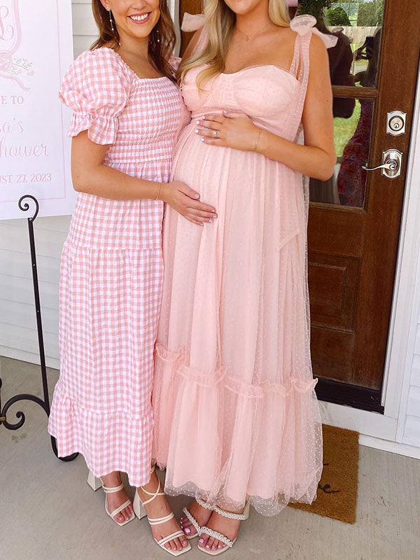 Chicnmom vestidos de noche largos elegantes rosa claro volante vestidos largos tul