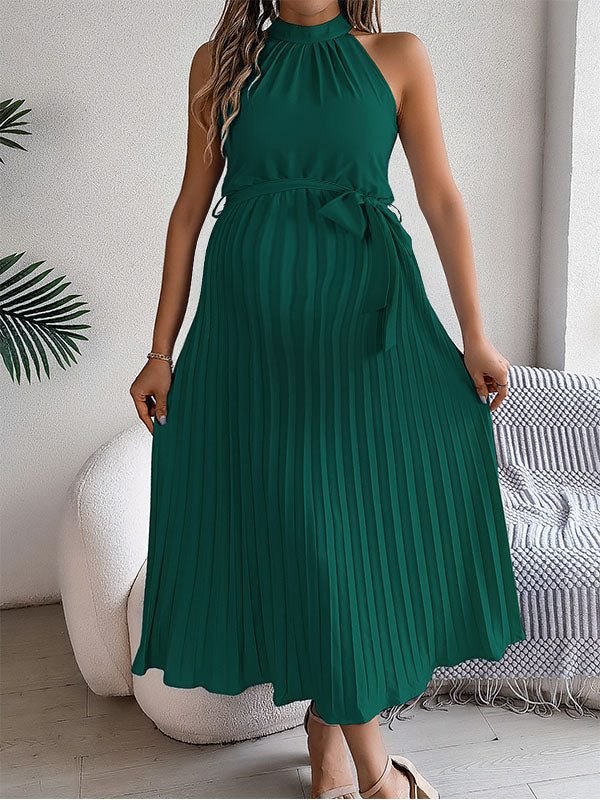 Chicnmom Vestido Largo de Embarazo Plisado con Tiras para Embarazada