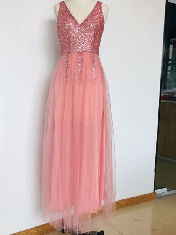 Chicnmom Vestidos Largos Tul Embarazada Sesion Fotos con Lentejuelas y Espalda Descubierta para Premamá Boda y Novia