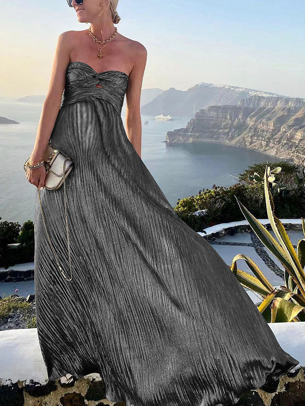 Chicnmom Vestido Largo Premama Fiesta y invitada de Tubo y Bronceado con Nudo o Fruncido para Embarazadas Boda