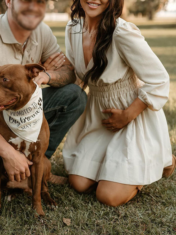 Chicnmom Corto Vestido Boda Embarazada Invitada con Pliegues y Escote de Pico para Sesion Fotos