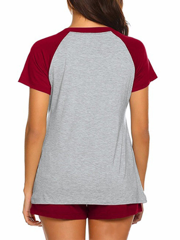 Chicnmom casual diario conjunto de dos piezas combinación de colores pantalones tops de enfermería