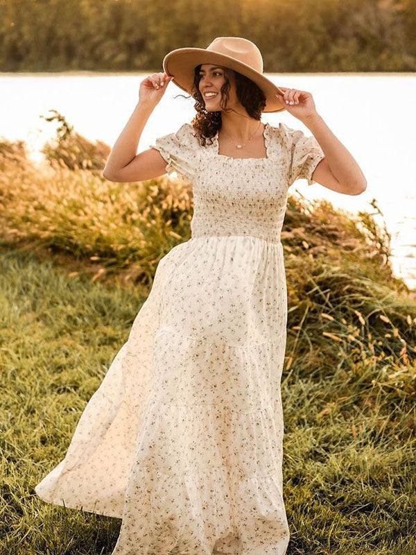 Chicnmom Vestido para Fotos de Embarazadas Bohemio con Pliegues y Estampado