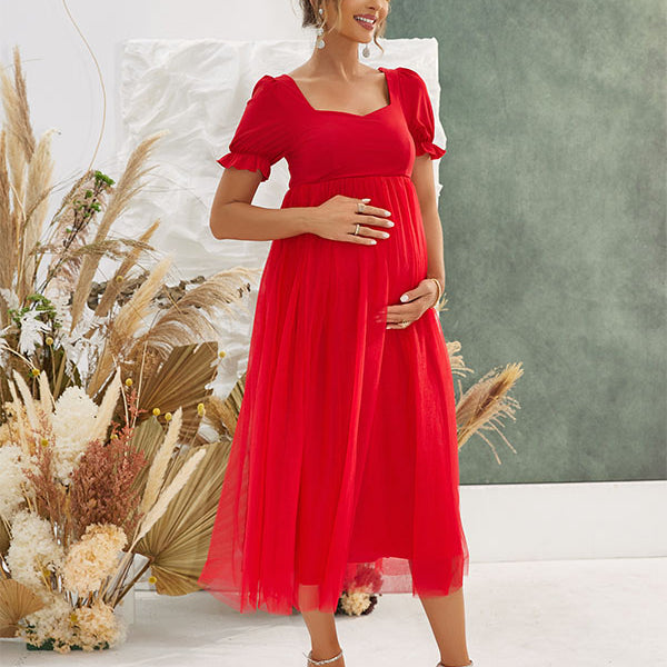 Chicnmom Tul Manga Globo Elegante Fotografía vestidos para embarazadas