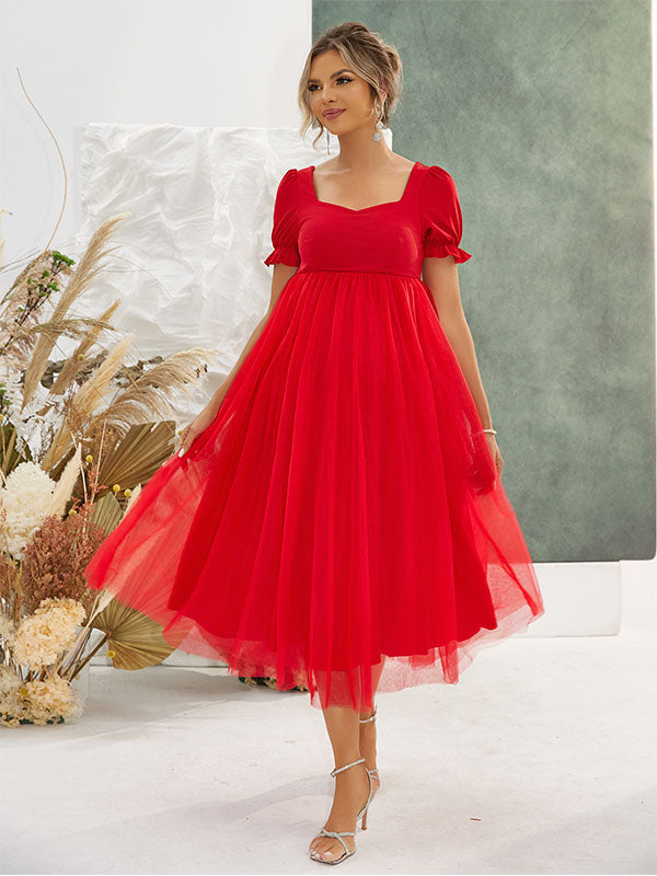 Chicnmom Tul Manga Globo Elegante Fotografía vestidos para embarazadas