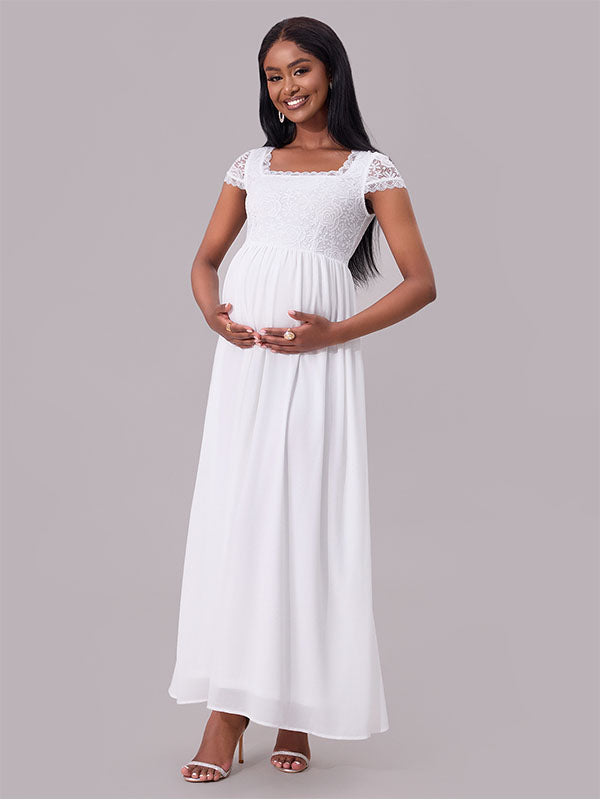 Chicnmom Encaje Volantes Elegante vestidos para embarazadas