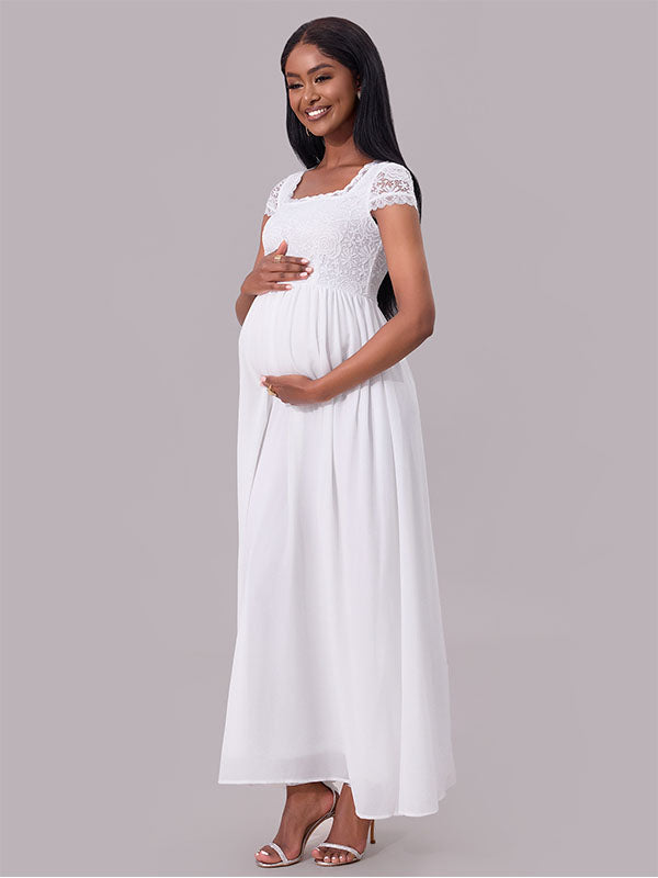 Chicnmom Encaje Volantes Elegante vestidos para embarazadas