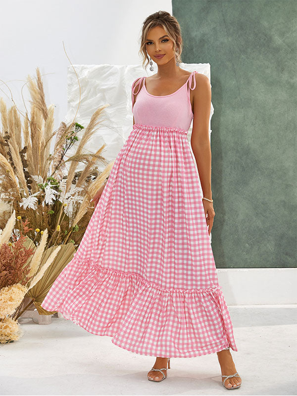 Chicnmom De tirantes empalme cuadros vestidos para embarazadas