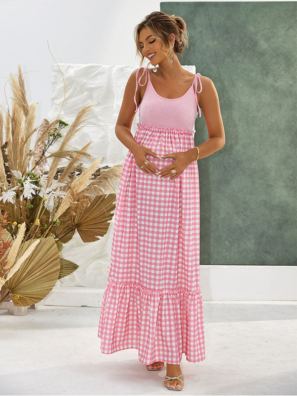 Chicnmom De tirantes empalme cuadros vestidos para embarazadas