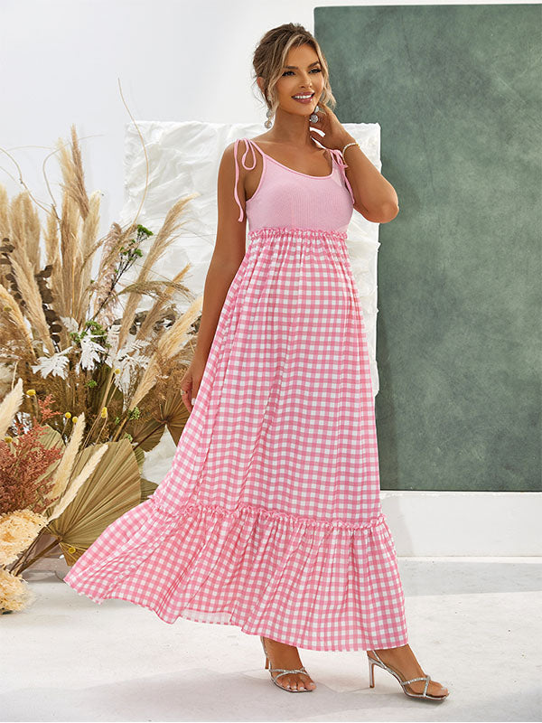 Chicnmom De tirantes empalme cuadros vestidos para embarazadas