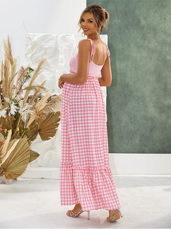 Chicnmom De tirantes empalme cuadros vestidos para embarazadas