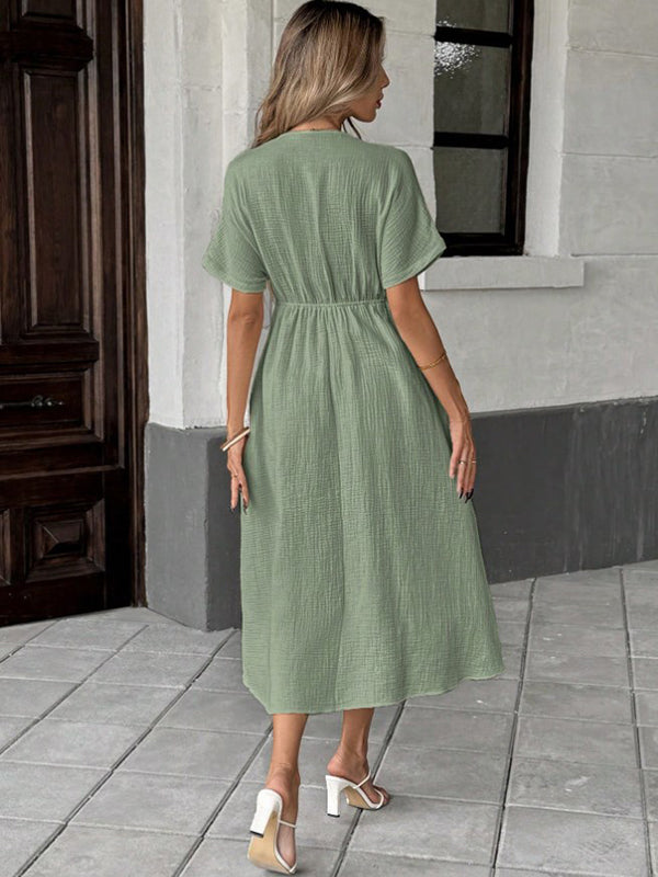 Chicnmom Vestidos largo Premamá Cinturón Fluidez Trapecio Verde