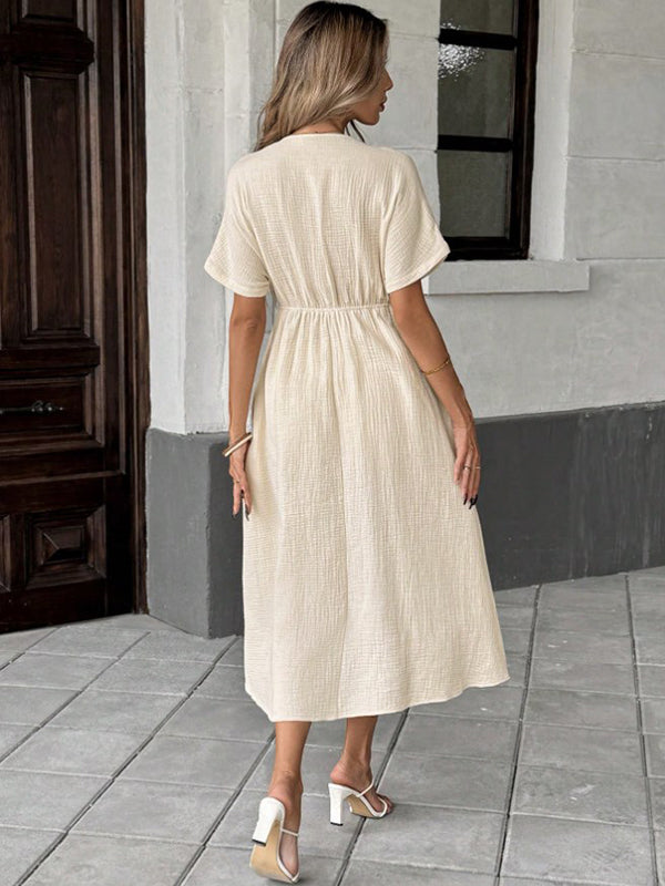 Chicnmom Vestidos largo Premamá Cinturón Fluidez Trapecio Albaricoque