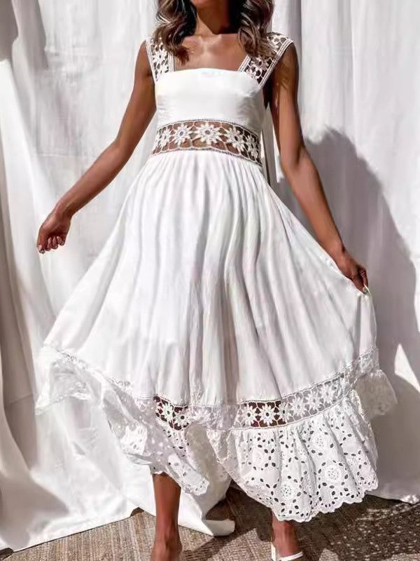 Chicnmom Vestidos casuales premamá Bordado Encaje Blanco