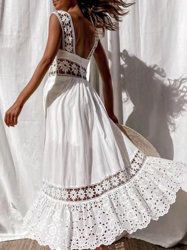 Chicnmom Vestidos casuales premamá Bordado Encaje Blanco