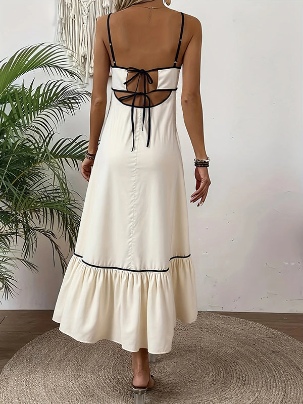 Chicnmom Vestido largo premamá Falda amplia De tirantes Albaricoque