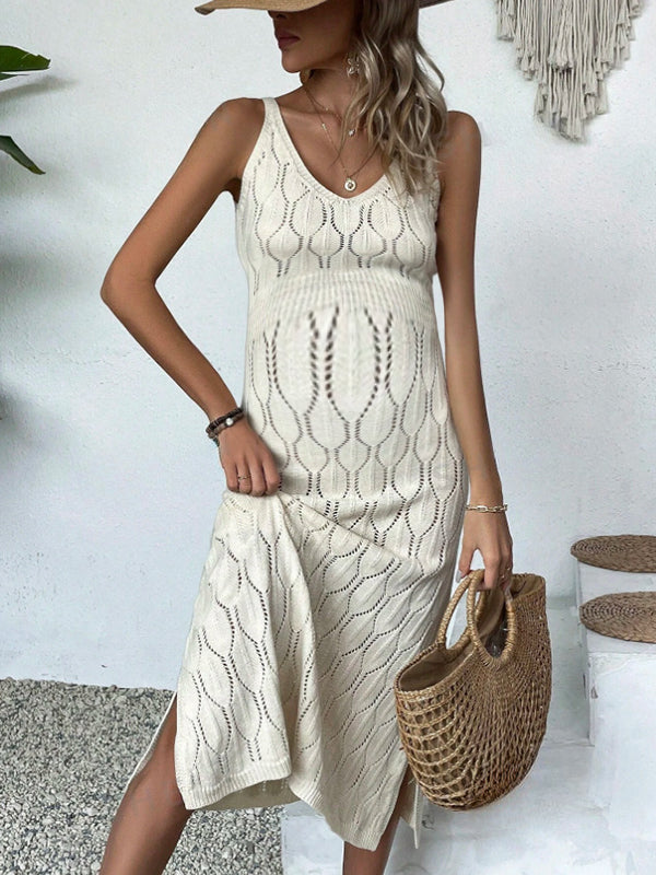 Chicnmom Vestido largo premamá Hombros descubiertos Abertura Blanco