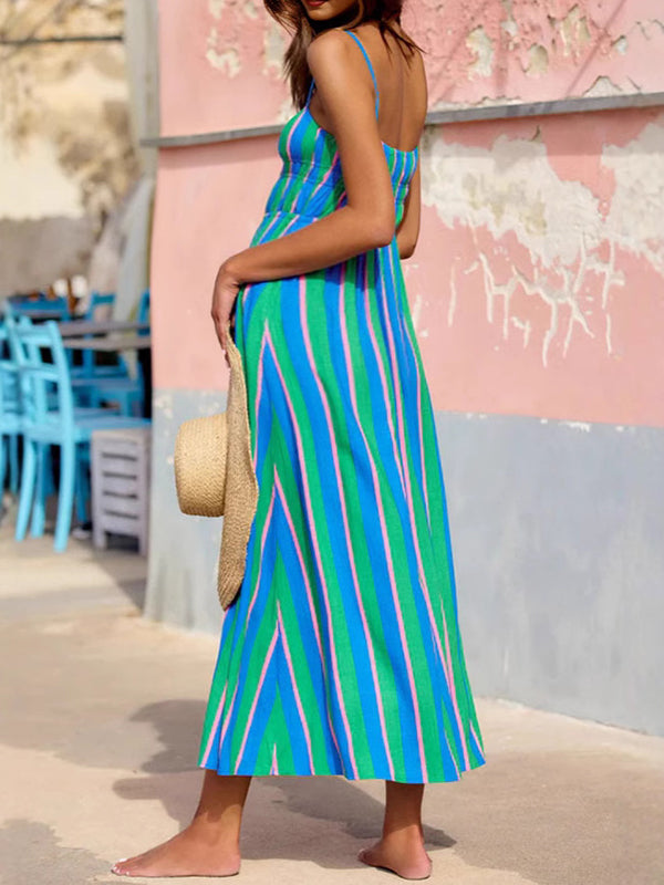 Chicnmom Vestidos casuales premamá De tirantes Pliegue fruncido Verde