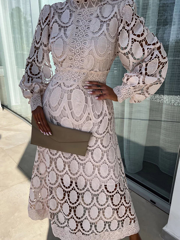 Chicnmom Vestidos largo Premamá Encaje Calado Blanco