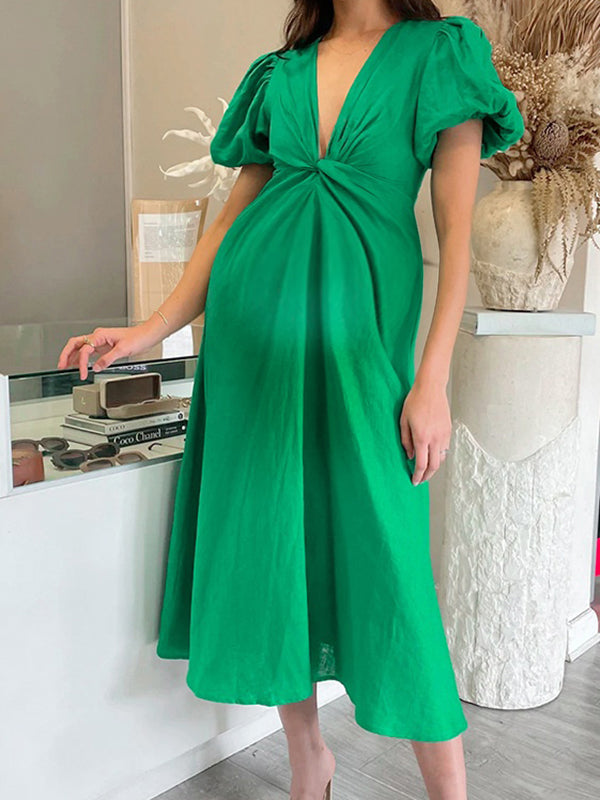 Chicnmom Vestidos largo Premamá nudo o fruncido Trapecio Verde