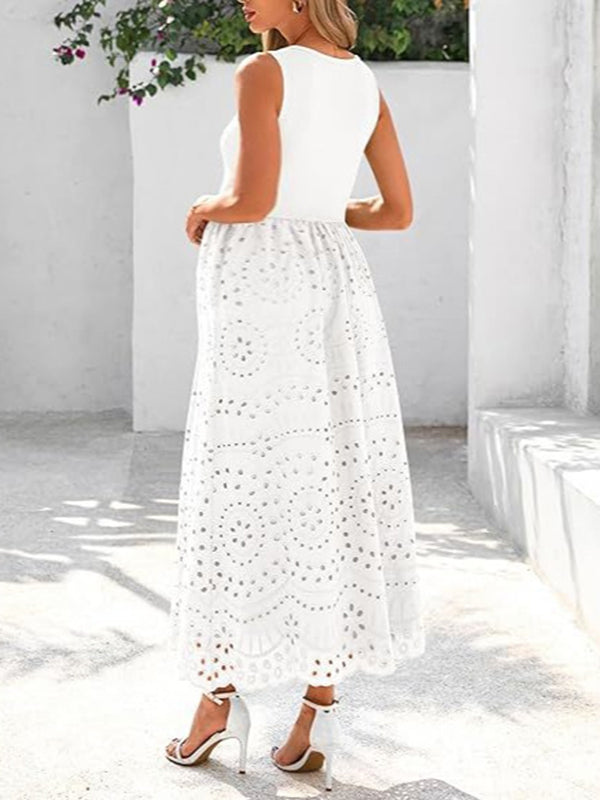 Chicnmom Vestido de encaje premamá Encaje Calado Blanco