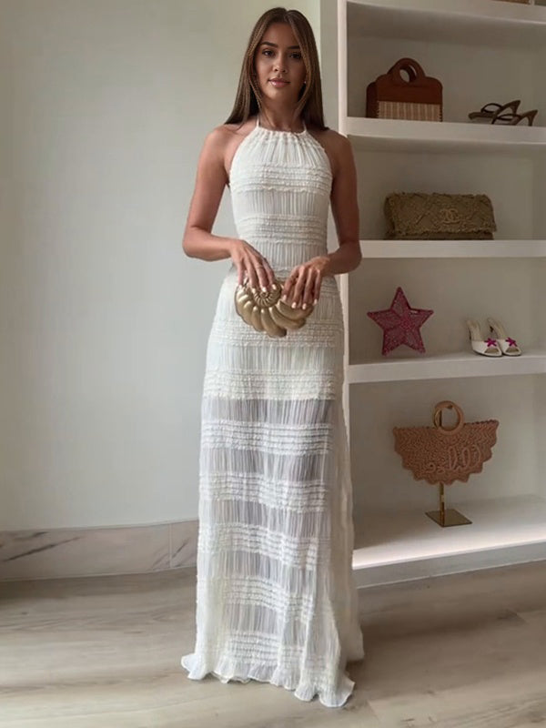 Chicnmom Vestidos largo Premamá Espalda Descubierta Fluidez Blanco