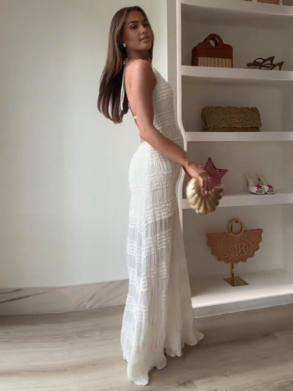 Chicnmom Vestidos largo Premamá Espalda Descubierta Fluidez Blanco