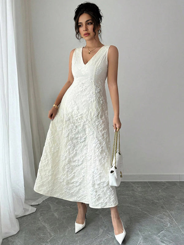 Chicnmom Vestidos largo Premamá Floreado Trapecio Blanco