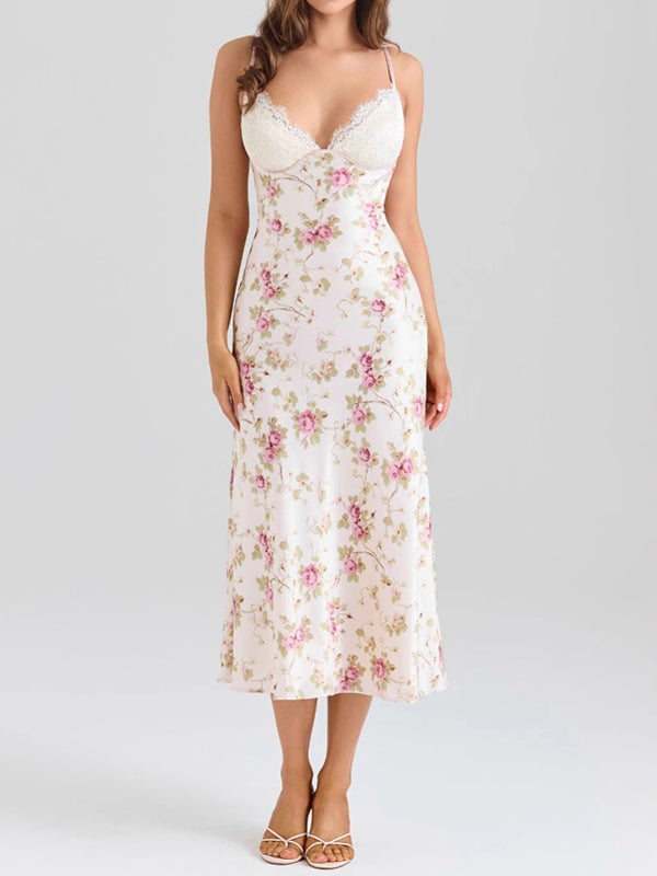 Chicnmom Vestidos largo Premamá Estampado Encaje Blanco