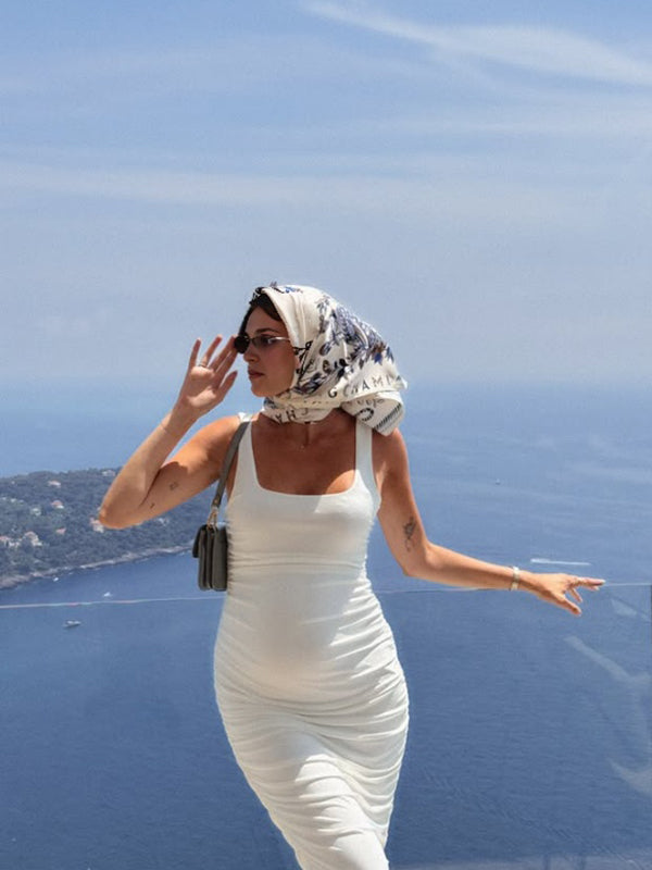 Chicnmom Vestidos casuales premamá Pliegue fruncido Abertura Blanco