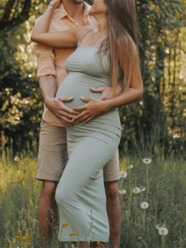 Chicnmom Vestidos casuales premamá Espalda Descubierta De tirantes Verde