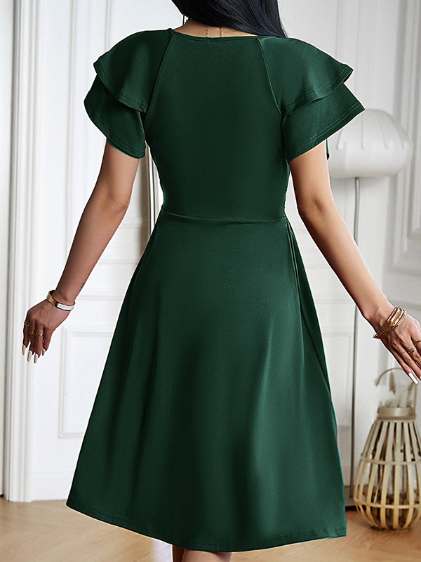 Chicnmom Vestidos midi Premamá Volantes Trapecio Verde