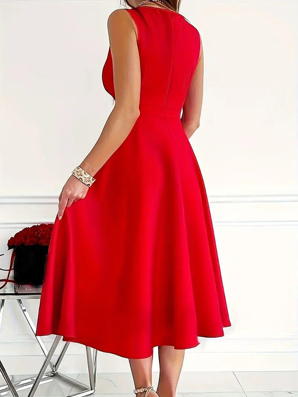 Chicnmom Vestidos midi Premamá Bajo Evasé Drapeado Rojo