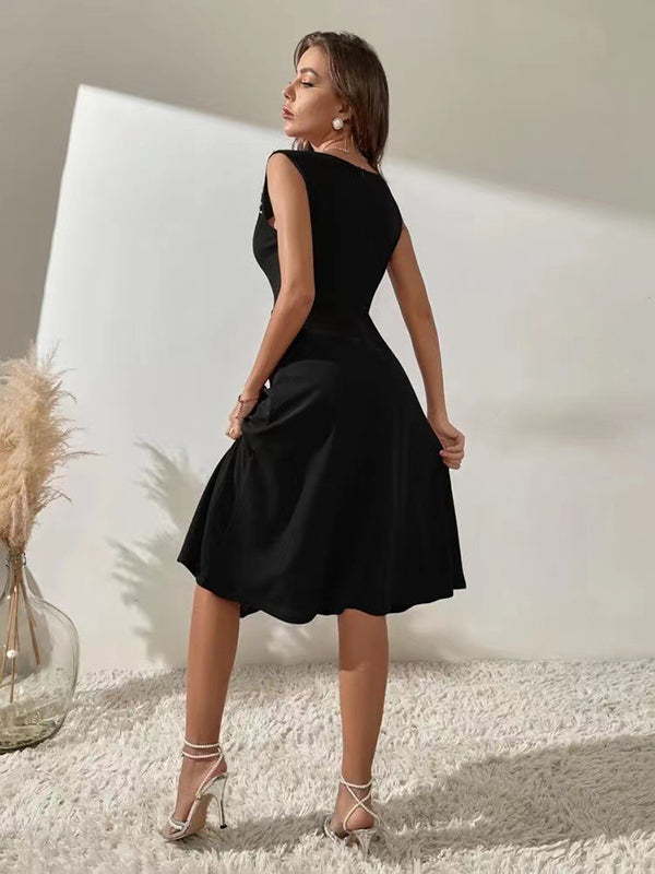 Chicnmom Vestidos midi Premamá Perlas Bajo Evasé Negro