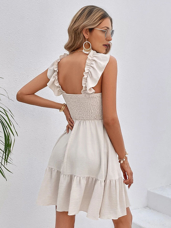 Chicnmom Vestidos casuales premamá Pliegue fruncido Volantes Blanco