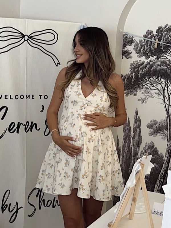 Chicnmom Vestido mini premamá Estampado Espalda Descubierta Blanco