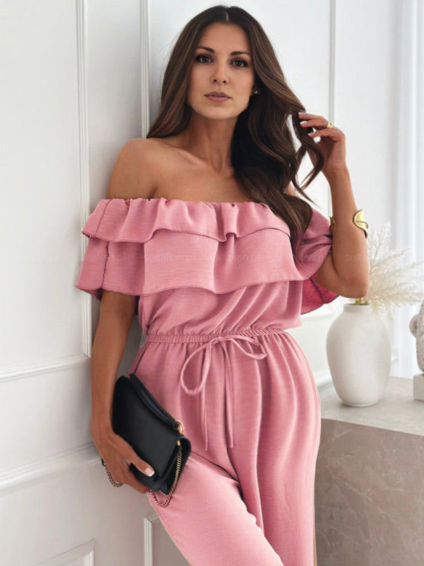 Chicnmom Mono Premamá Volantes Cinturón Hombros descubiertos Rosa