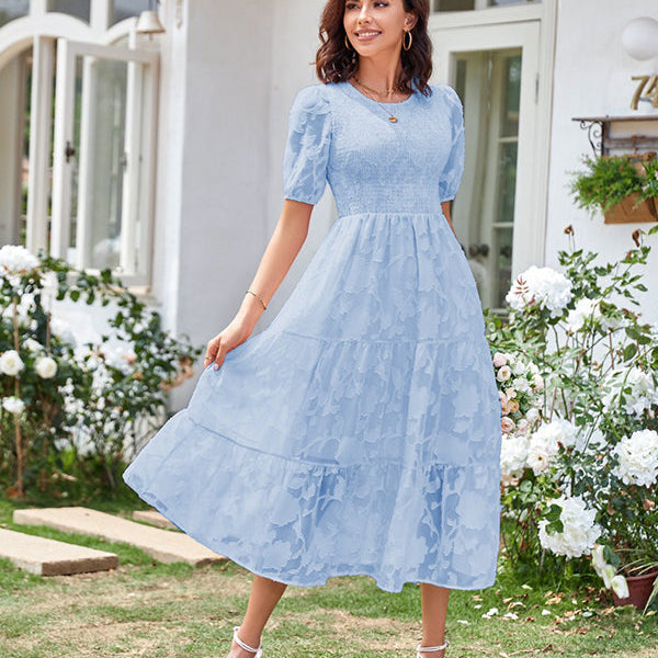 Chicnmom vestido encaje premamá de manga abullonada vestidos largos verano