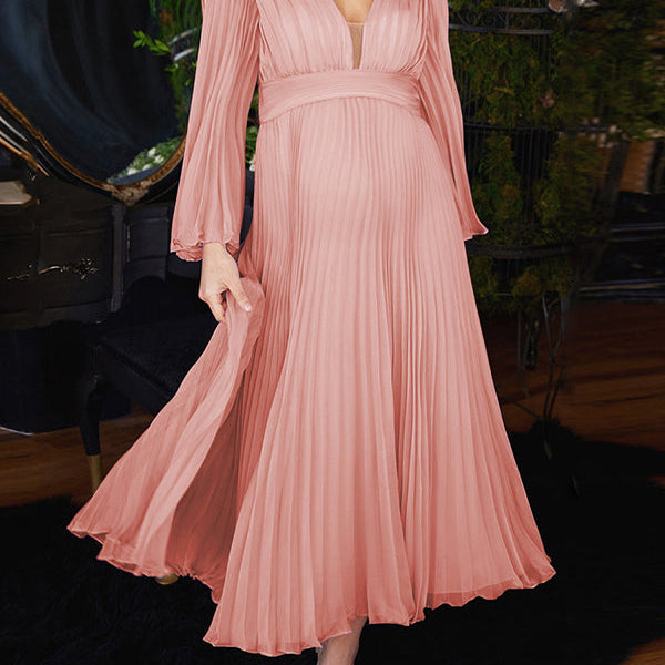 Chicnmom Elegante Vestidos Invitada Premama De Lactancia Con Plisado Boda Escote De Pico Con Manga Acampanad