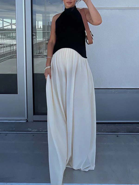 Chicnmom Vestido Largo de Premama Fiesta para Invitadas con Plisado y Espalda al Descubierto para Embarazo Oficina Vacaciones