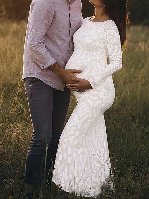 Chicnmom Vestidos Invitada Boda Y Novia Embarazada De Encaje Y Ajustado Con Hombros Descubiertos Para Premama Sesion Fotos