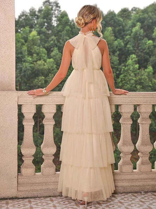 Chicnmom Vestidos largo Premamá Multicapa Tul Albaricoque