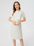 Chicnmom vestidos premamá vestido lactancia manga corta lunares blanco