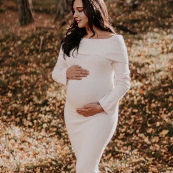 Chicnmom Vestidos casuales premamá Hombros descubiertos Blanco