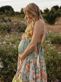 Chicnmom vestido de maternidad con estampado floral y espalda descubierta