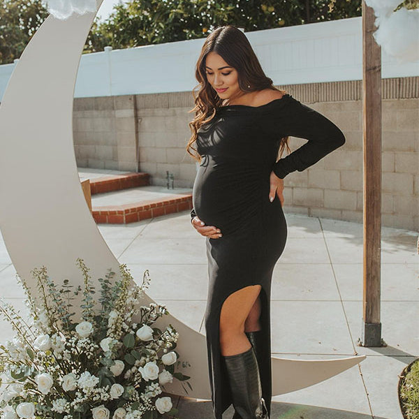 Chicnmom Mama Vestidos maxi de Premamá con Abertura lateral izquierdo Fiesta