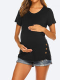 Chicnmom blusa de lactancia de verano con cuello redondo y botones